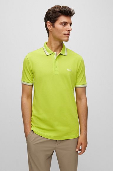Cotton polo shirt with logo, Green