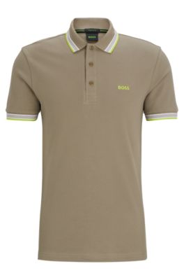 Hugo Boss Cotton Polo Shirt With Logo In Light Green