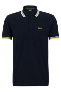 Cotton polo shirt with logo, Dark Blue