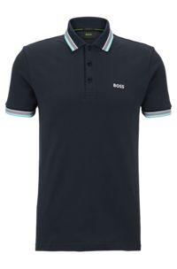 Cotton polo shirt with logo, Dark Blue