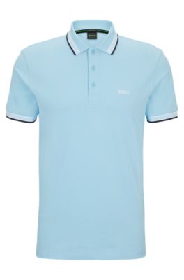 Hugo Boss Cotton Polo Shirt With Logo In Light Blue