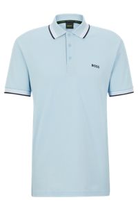 Cotton polo shirt with logo, Light Blue