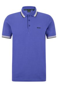 Cotton polo shirt with logo, Dark Purple