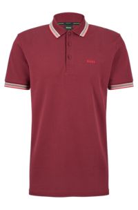 Cotton polo shirt with logo, Dark pink