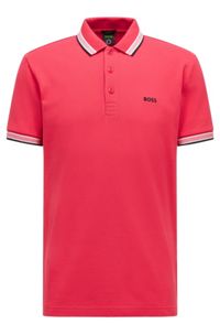 Cotton polo shirt with logo, Pink
