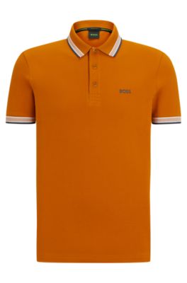 Hugo Boss Cotton Polo Shirt With Logo In Dark Yellow