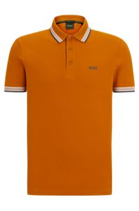 Cotton polo shirt with logo, Dark Yellow