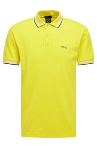 Cotton polo shirt with logo, Yellow