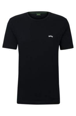 HUGO BOSS CREW-NECK T-SHIRT IN ORGANIC COTTON WITH CURVED LOGO