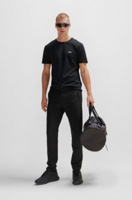 Camiseta de punto de algod&oacute;n con logo curvado, Negro