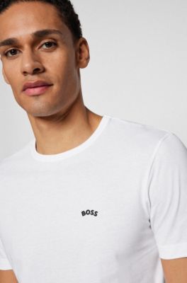 BOSS Cottonjersey Tshirt with curved logo