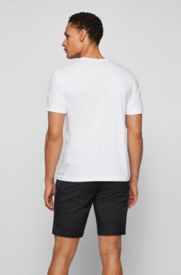 Camiseta de punto de algod&oacute;n con logo curvado, Blanco