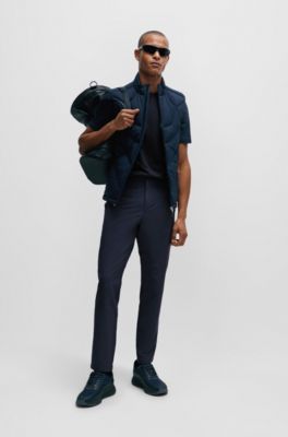 Camiseta de punto de algod&oacute;n con logo curvado, Azul oscuro