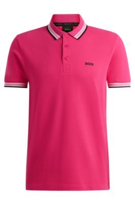 BOSS Polo shirt with contrast logo details Pink