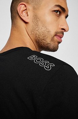 HUGO - logo with flock-print Regular-fit cotton in T-shirt