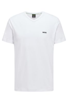 BOSS - Cotton V-neck T-shirt with logo