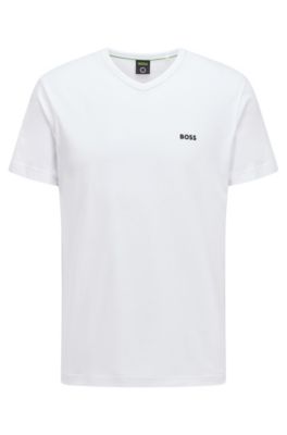 BOSS Cotton V neck T shirt with logo