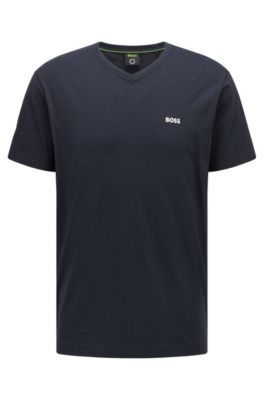 BOSS Cotton V neck T shirt with logo