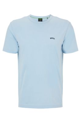 Hugo Boss Logo-print Cotton T-shirt In Light Blue