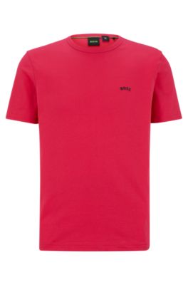 Hugo Boss Regular-fit Logo T-shirt In Organic Cotton In Pink