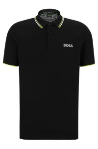 BOSS - Cotton-blend shirt details with contrast polo