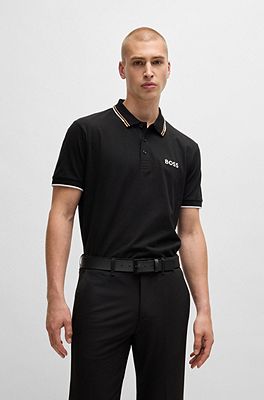 Cotton-blend polo shirt with contrast details