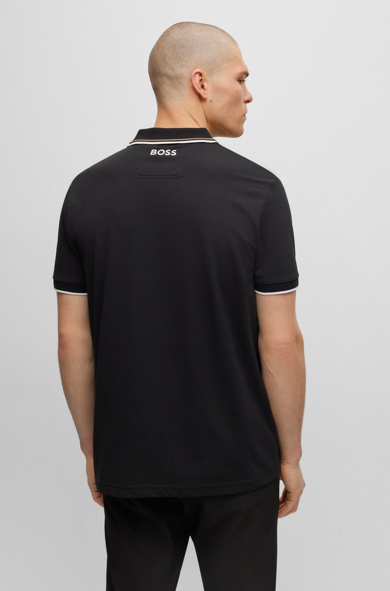 Cotton-blend polo shirt with contrast details