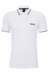 Cotton-blend polo shirt with contrast details, White