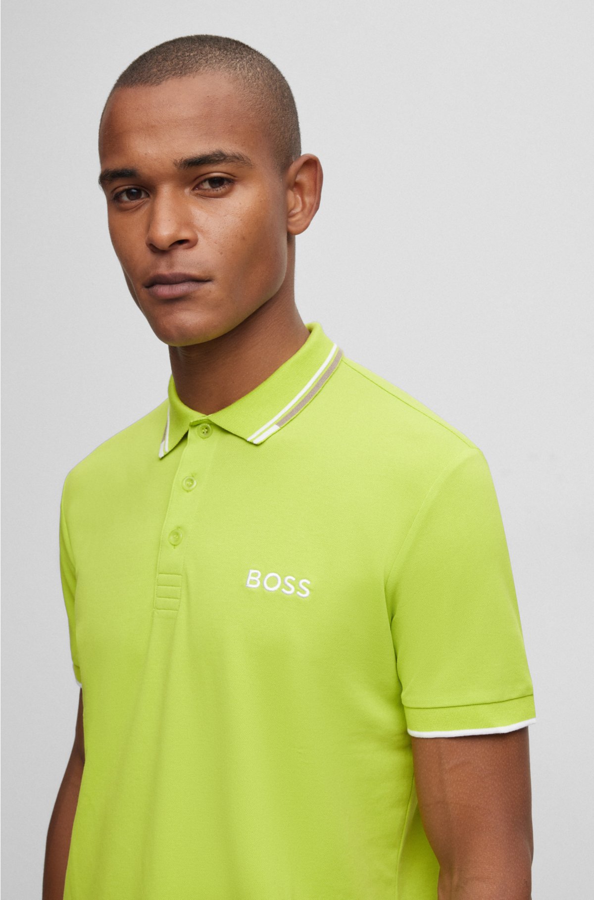 Green Logo-embroidered stretch-cotton polo shirt