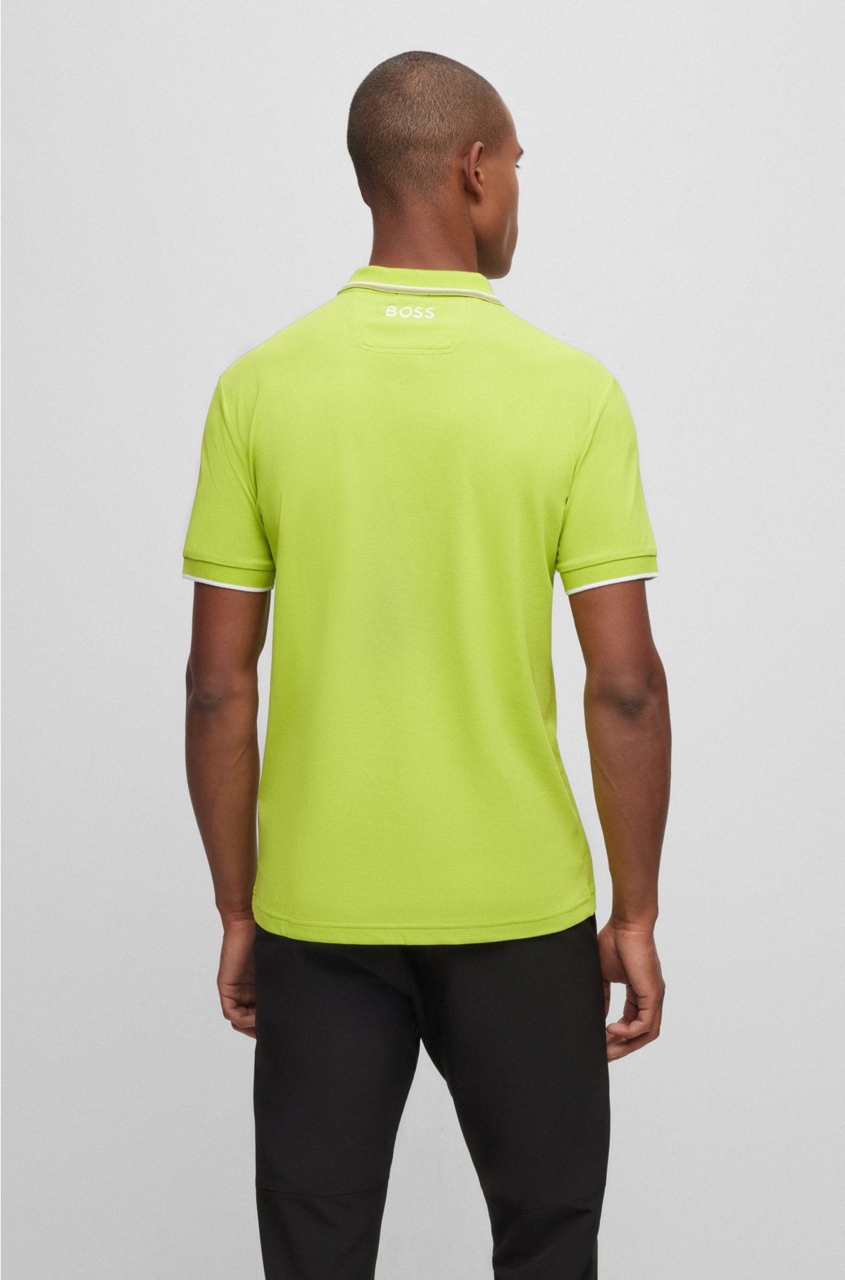 Cotton-blend polo shirt with contrast details, Green