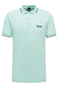 Cotton-blend polo shirt with contrast details, Light Green