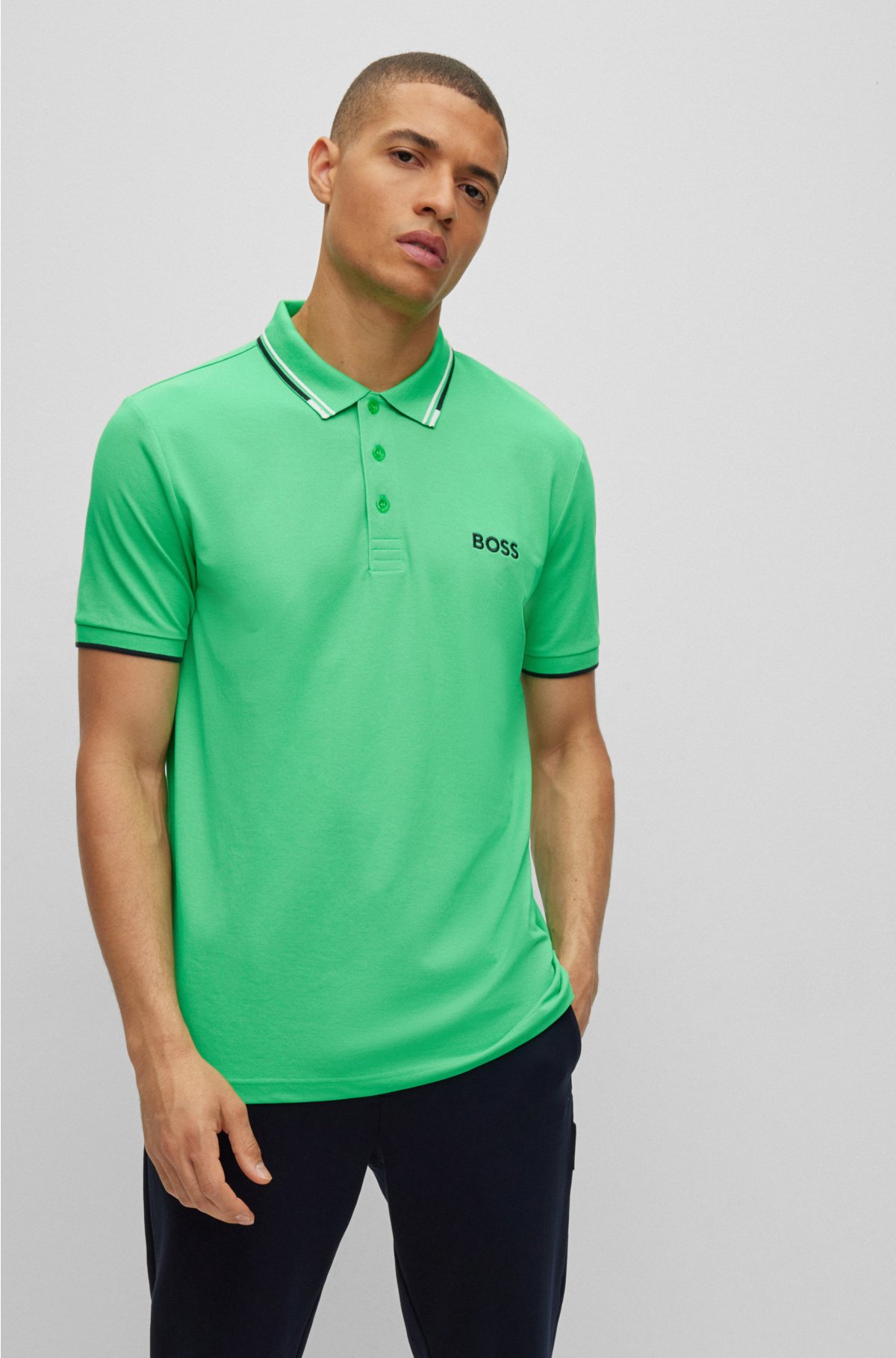 BOSS - Cotton-blend polo shirt details