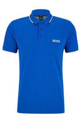 BOSS - Cotton-blend polo shirt with contrast details