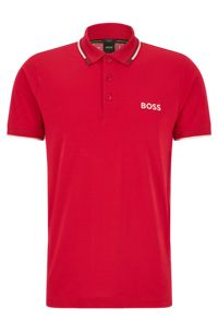 Cotton-blend polo shirt with contrast details, Red