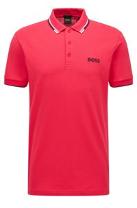 Cotton-blend polo shirt with contrast details, Pink