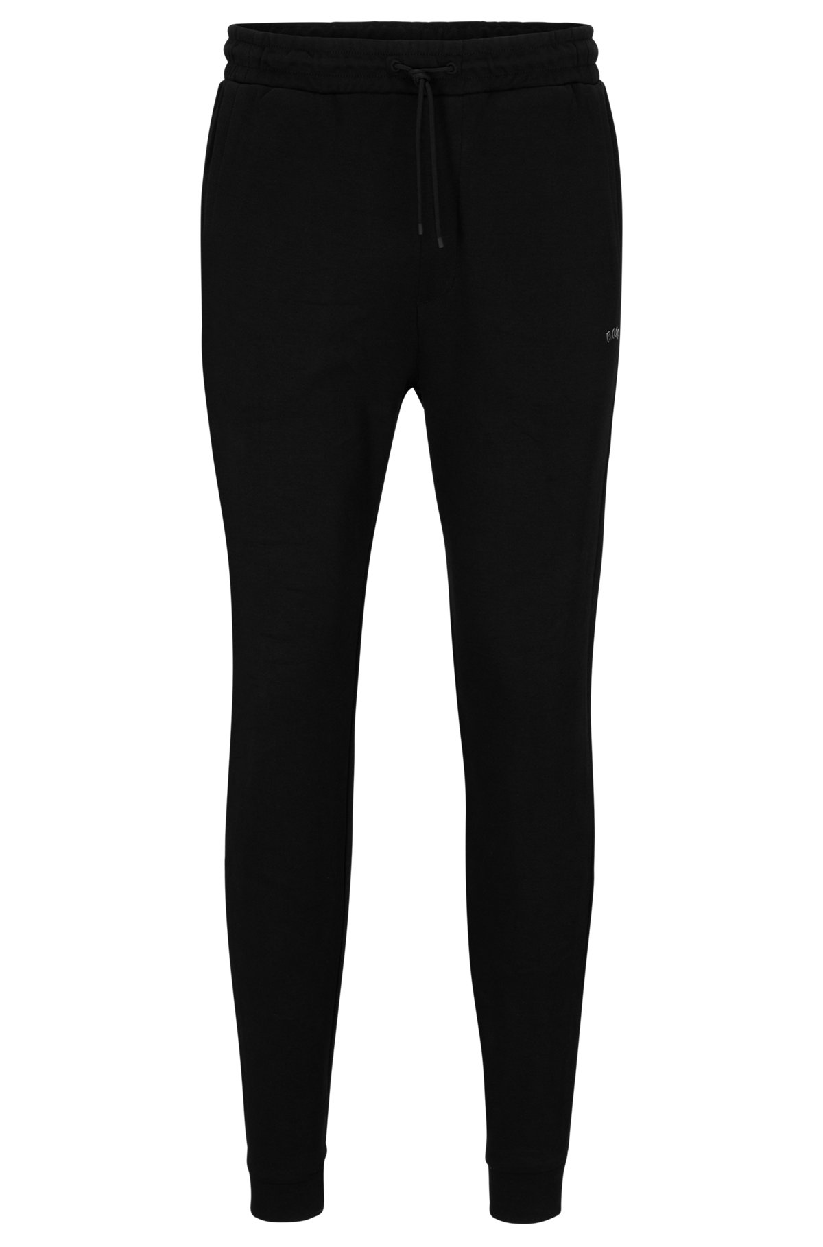 BOSS - Cotton tracksuit bottoms with curved logo