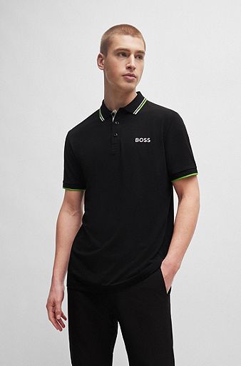Polo shirt with contrast logos, Black