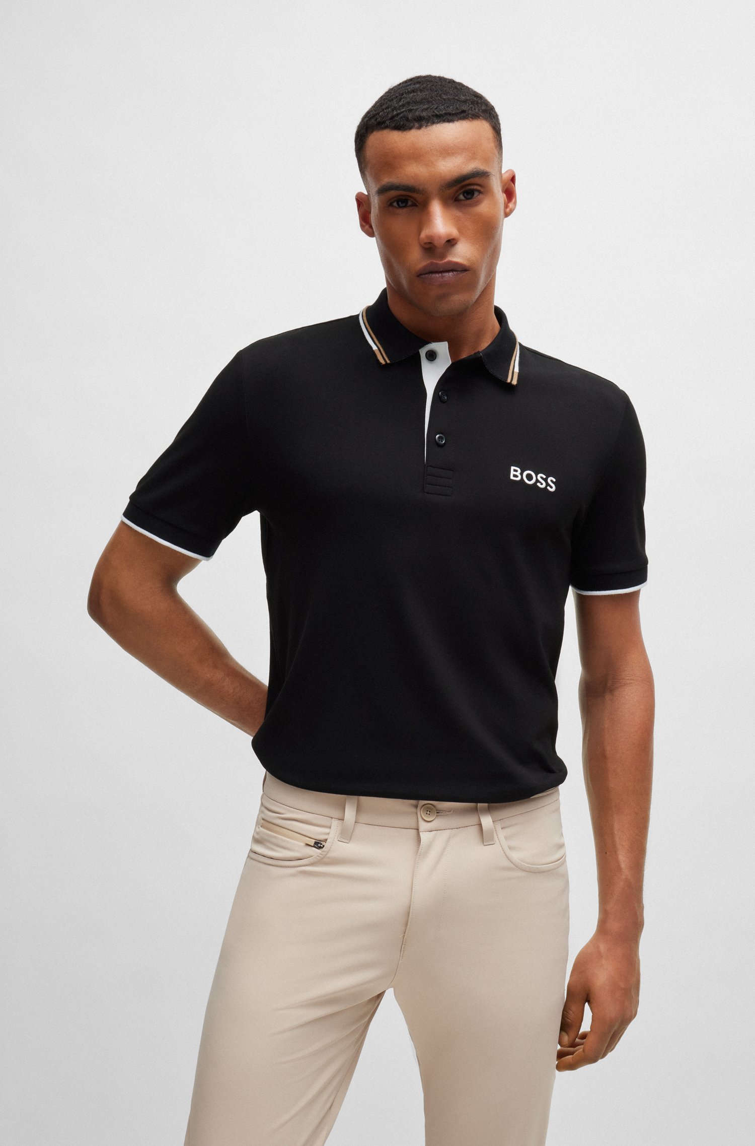 Polo shirt with contrast logos