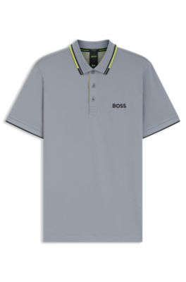Polo Paddy regular fit de estilo deportivo en piqu&eacute; el&aacute;stico de secado r&aacute;pido       , Gris oscuro
