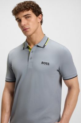 Polo Paddy regular fit de estilo deportivo en piqu&eacute; el&aacute;stico de secado r&aacute;pido       , Gris oscuro