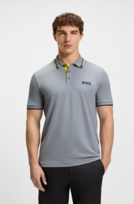 Active Paddy regular-fit polo shirt in quick-dry stretch pique, Dark Grey