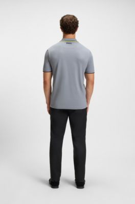 Active Paddy regular-fit polo shirt in quick-dry stretch pique, Dark Grey