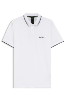 Polo Paddy regular fit de estilo deportivo en piqu&eacute; el&aacute;stico de secado r&aacute;pido       , Blanco