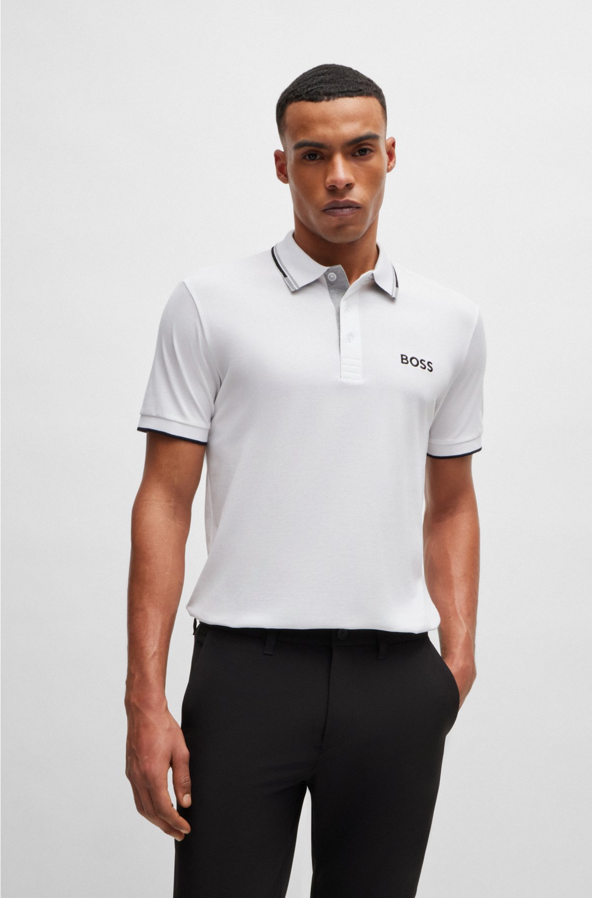 BOSS - Polo shirt with contrast logos