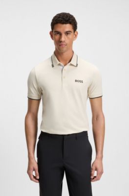 Active Paddy regular-fit polo shirt in quick-dry stretch pique, White