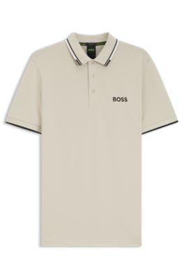 Polo Paddy regular fit de estilo deportivo en piqu&eacute; el&aacute;stico de secado r&aacute;pido       , Beige claro