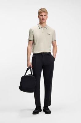 Polo Paddy regular fit de estilo deportivo en piqu&eacute; el&aacute;stico de secado r&aacute;pido       , Beige claro
