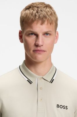 Active Paddy regular-fit polo shirt in quick-dry stretch pique, Light Beige