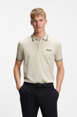 Active Paddy regular-fit polo shirt in quick-dry stretch pique, Light Beige