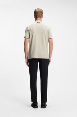 Active Paddy regular-fit polo shirt in quick-dry stretch pique, Light Beige